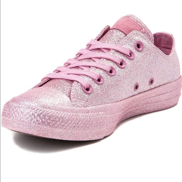 Converse Chuck Taylor All Star Lo pink Glitter sneakers size 9 sparkle - Picture 1 of 8